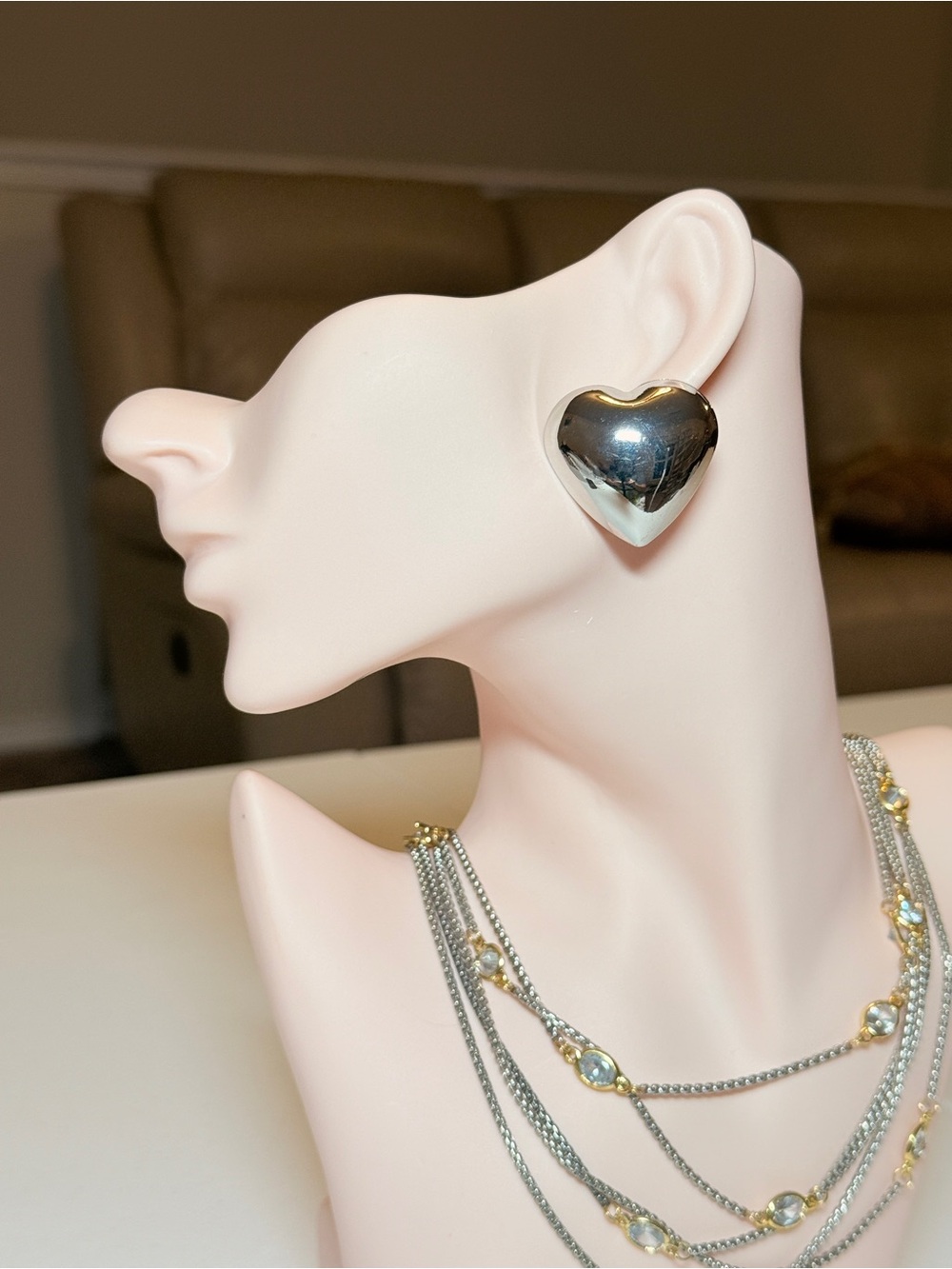 Silver Heart Stud Earrings